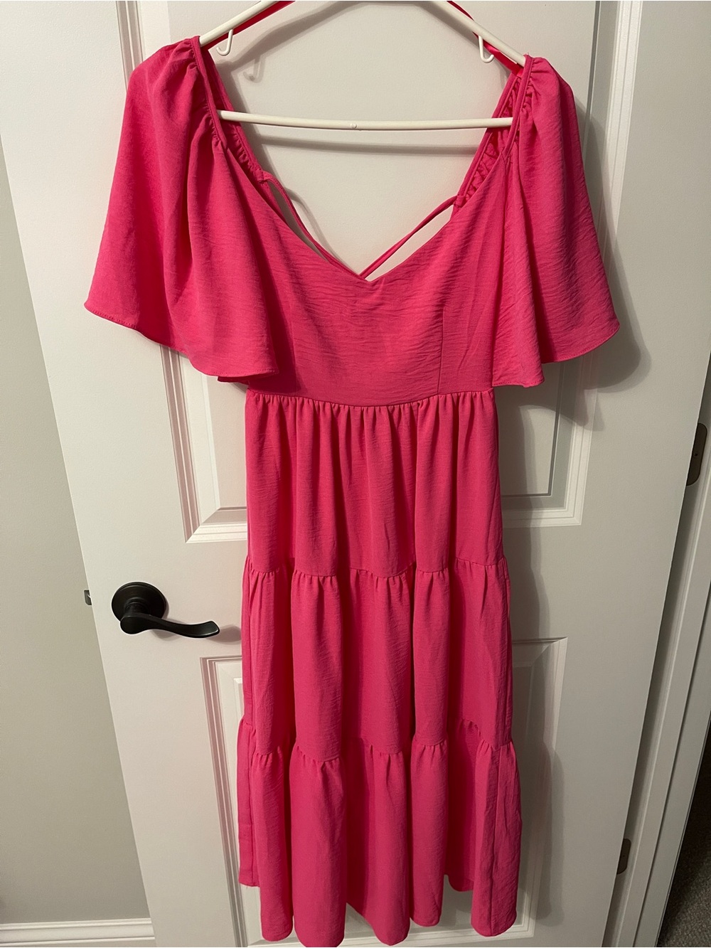 Mod on Trend Pink Tiered Ruffled Midi Dress Size S